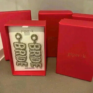 BRIDE earrings by Piper K, NWOT in the beautiful gift box. Handmade.